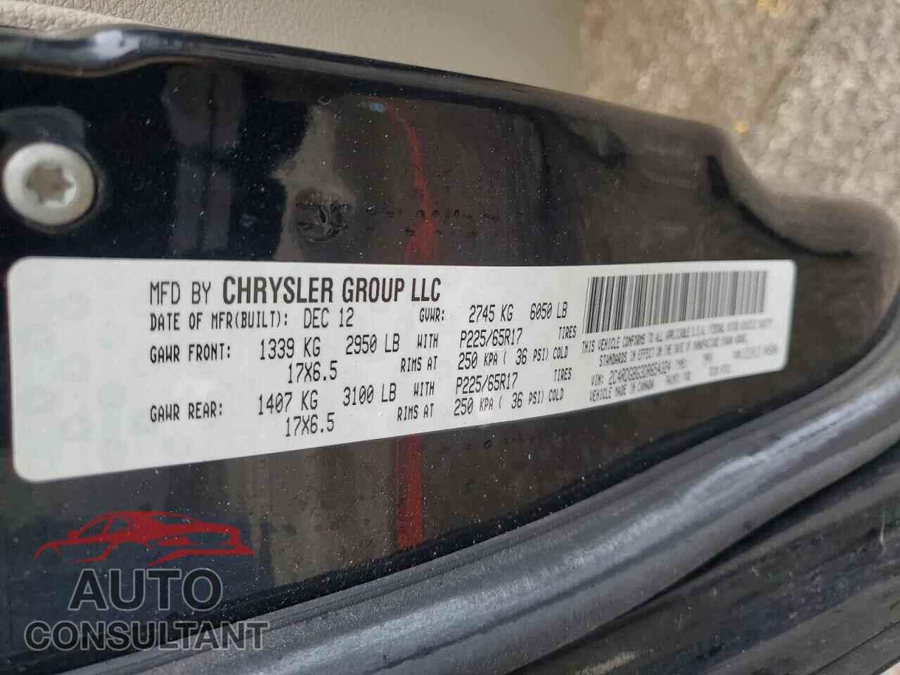 DODGE CARAVAN 2013 - 2C4RDGBG3DR654324