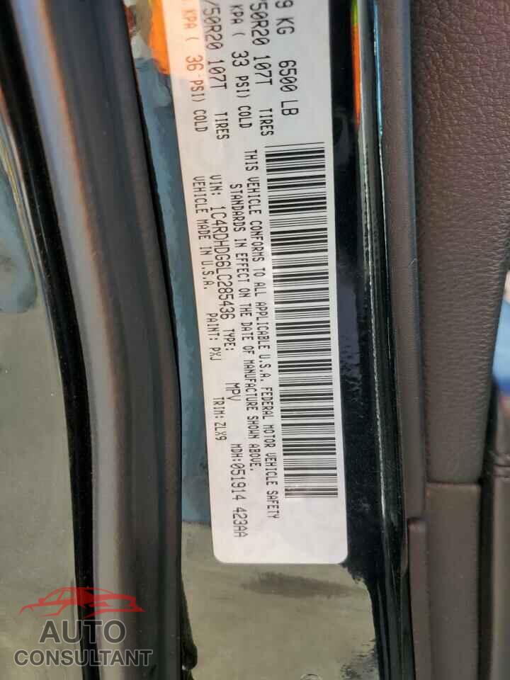 DODGE DURANGO 2020 - 1C4RDHDG6LC285436