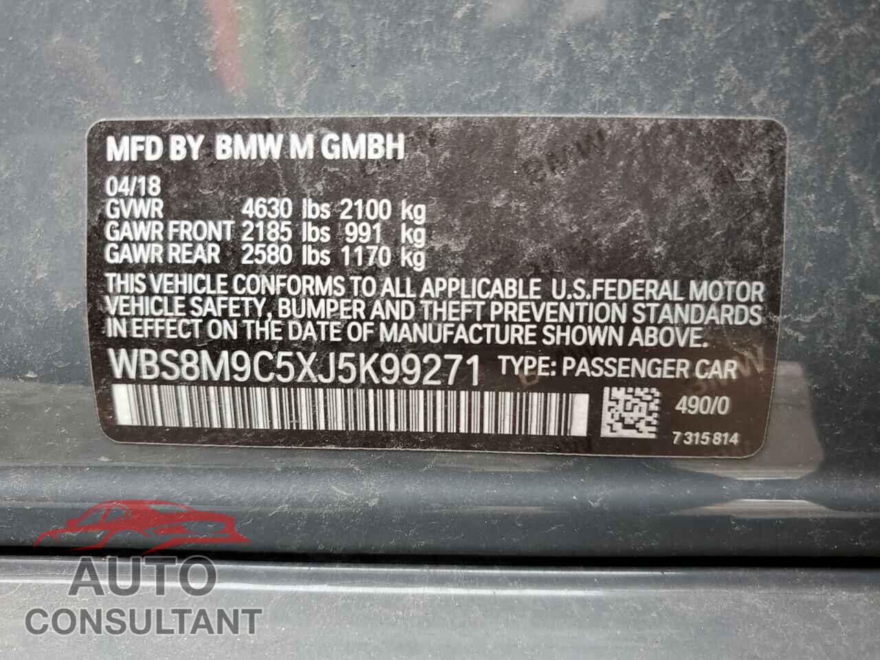 BMW M3 2018 - WBS8M9C5XJ5K99271