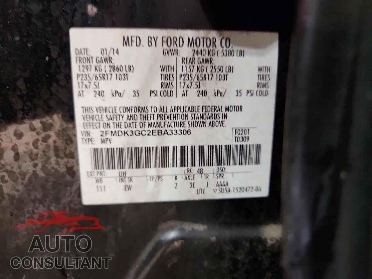 FORD EDGE 2014 - 2FMDK3GC2EBA33306