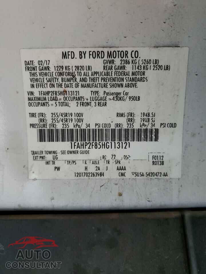 FORD TAURUS 2017 - 1FAHP2F85HG113121