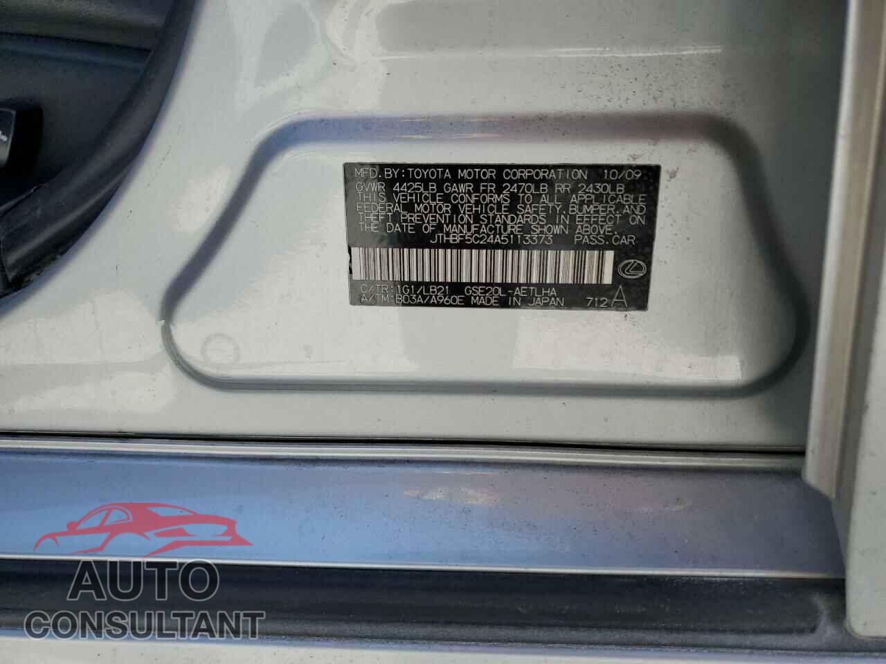 LEXUS IS 2010 - JTHBF5C24A5113373