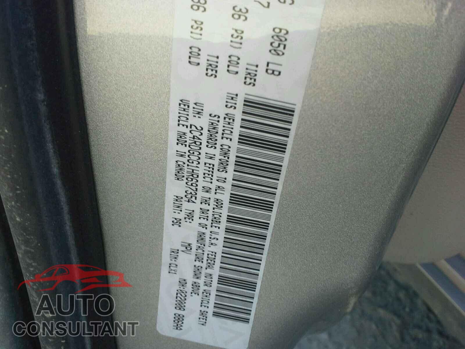 DODGE CARAVAN 2017 - 2C4RDGCG1HR697354