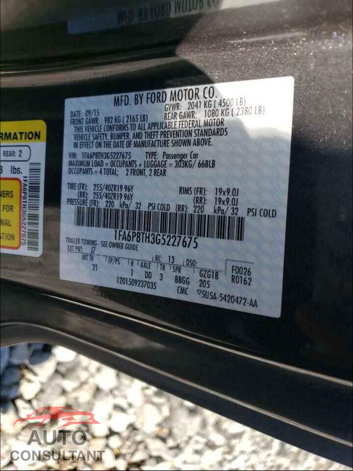 FORD MUSTANG 2016 - 1FA6P8TH3G5227675