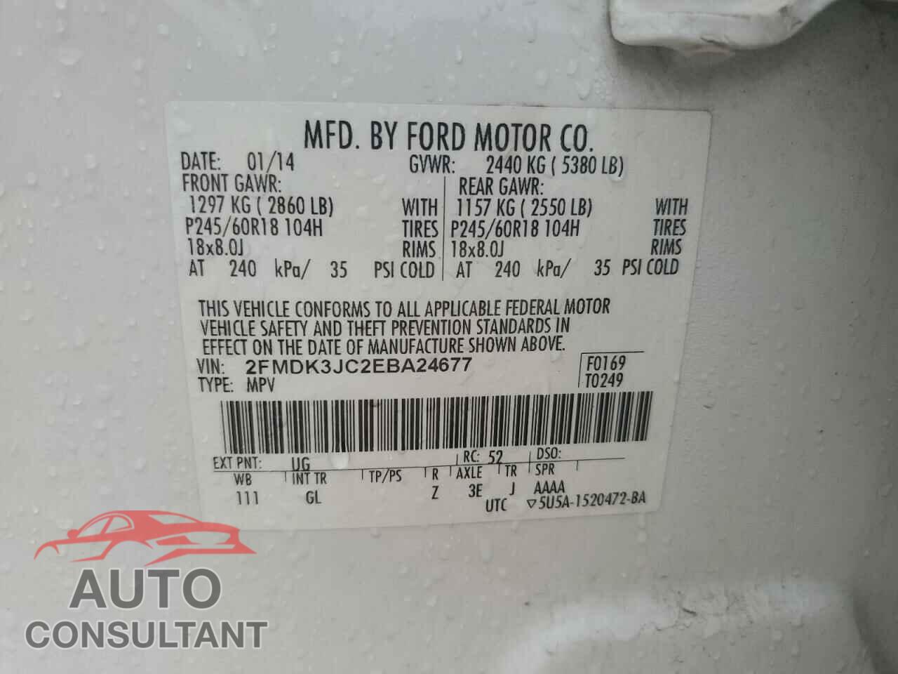 FORD EDGE 2014 - 2FMDK3JC2EBA24677