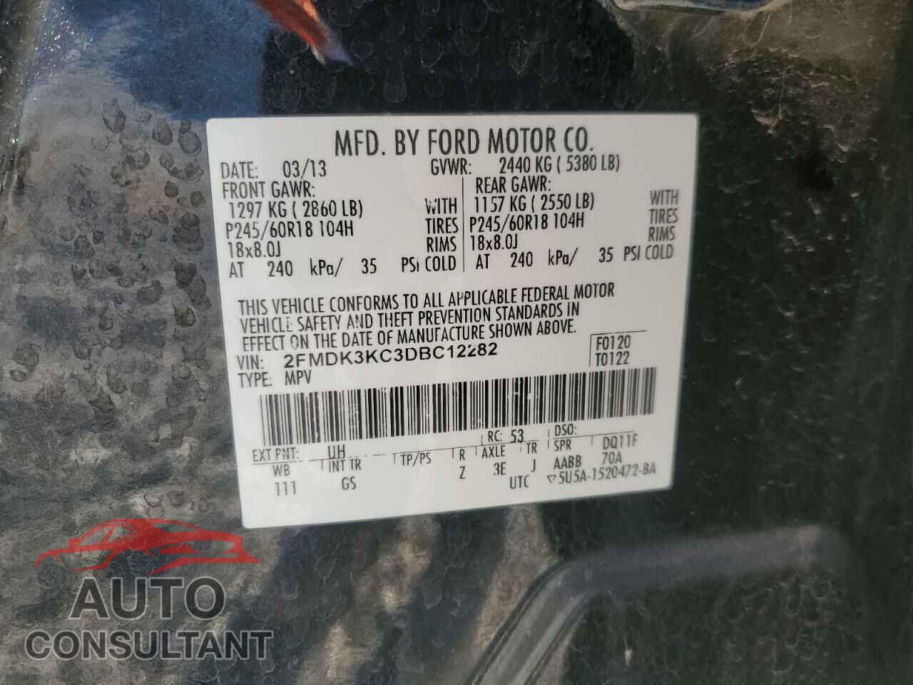 FORD EDGE 2013 - 2FMDK3KC3DBC12282