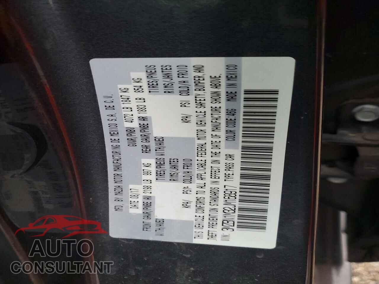 MAZDA 3 2018 - 3MZBN1M32JM168917