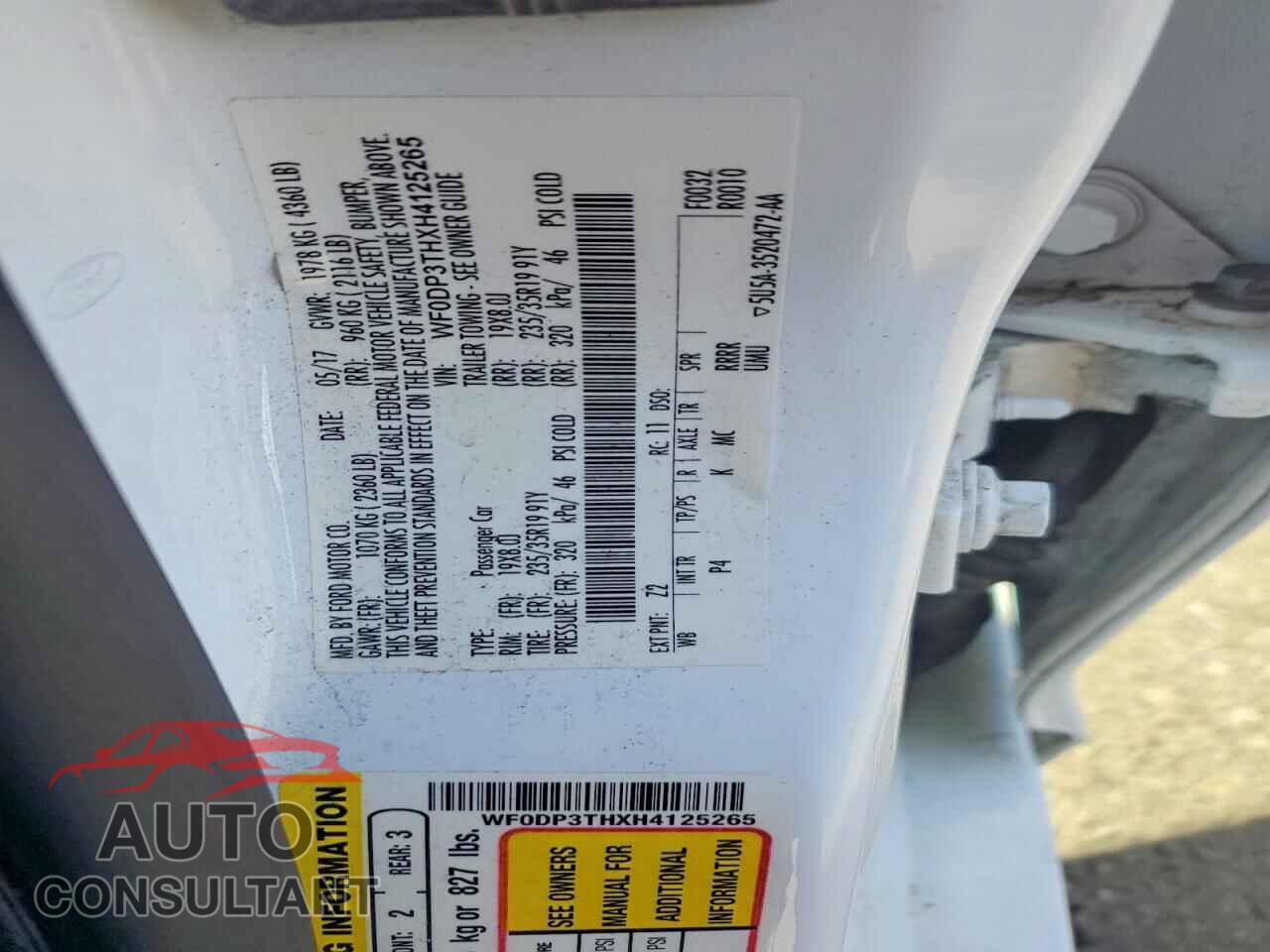 FORD FOCUS 2017 - WF0DP3THXH4125265
