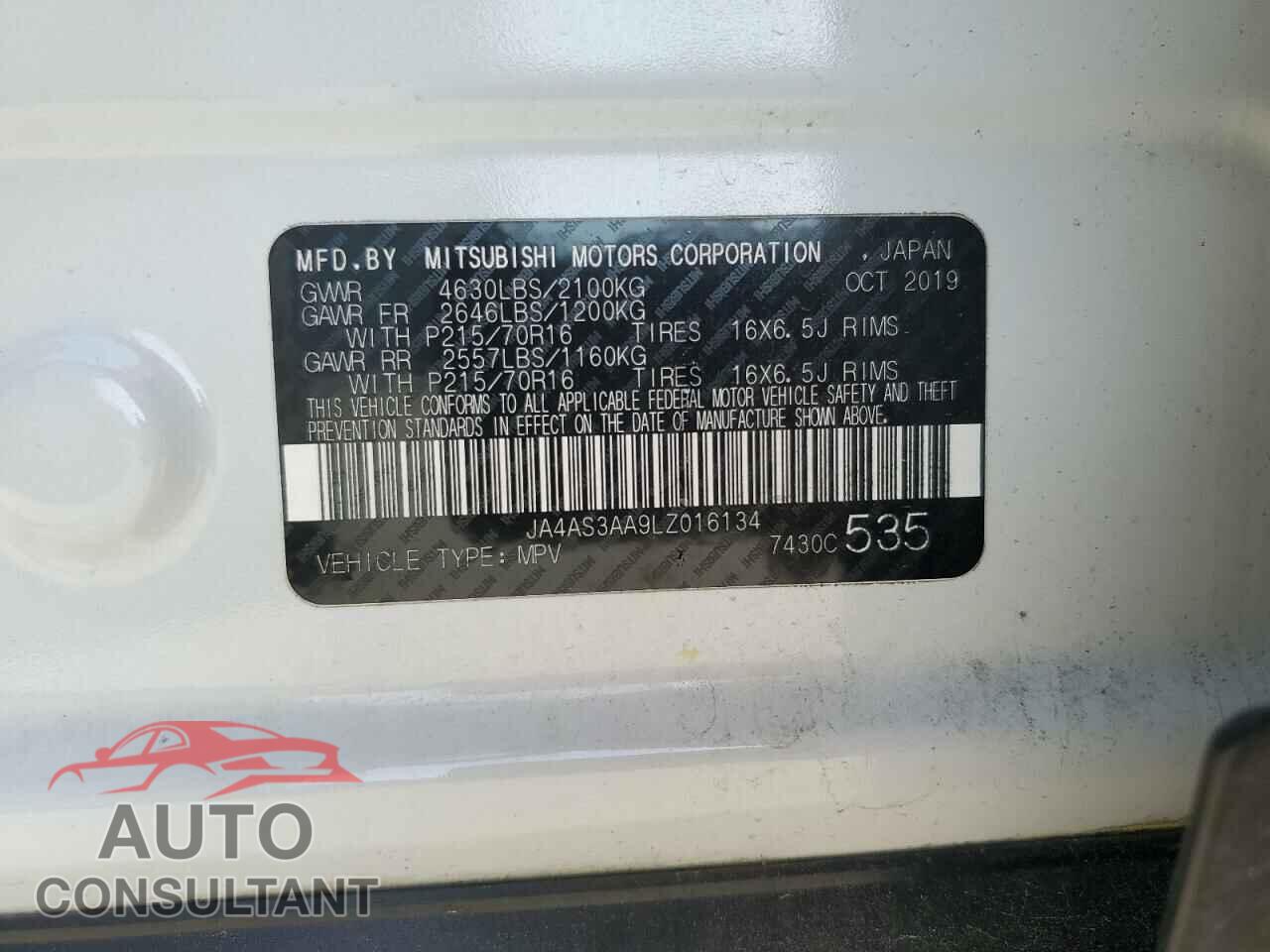MITSUBISHI ECLIPSE 2020 - JA4AS3AA9LZ016134
