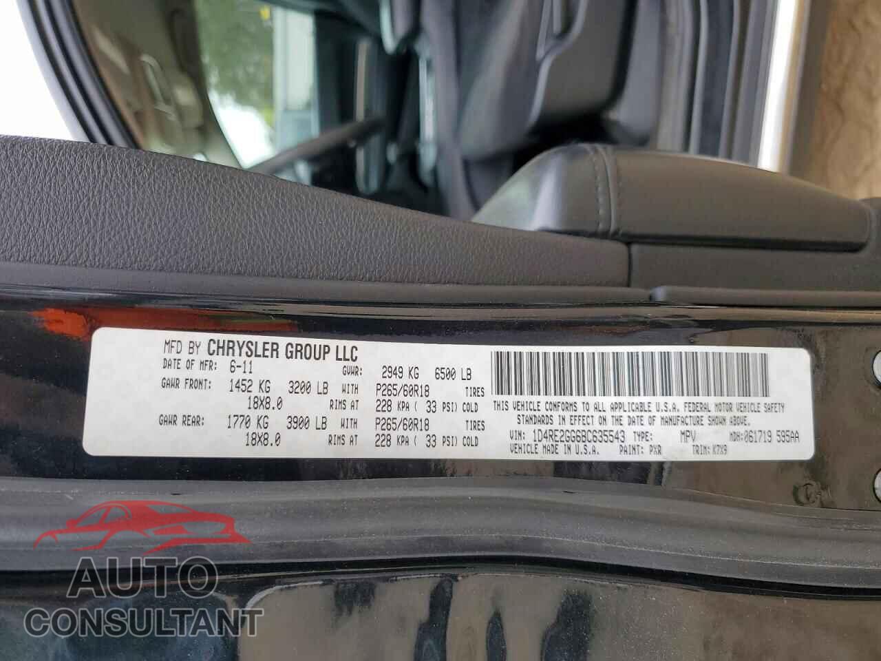 DODGE DURANGO 2011 - 1D4RE2GG6BC635543