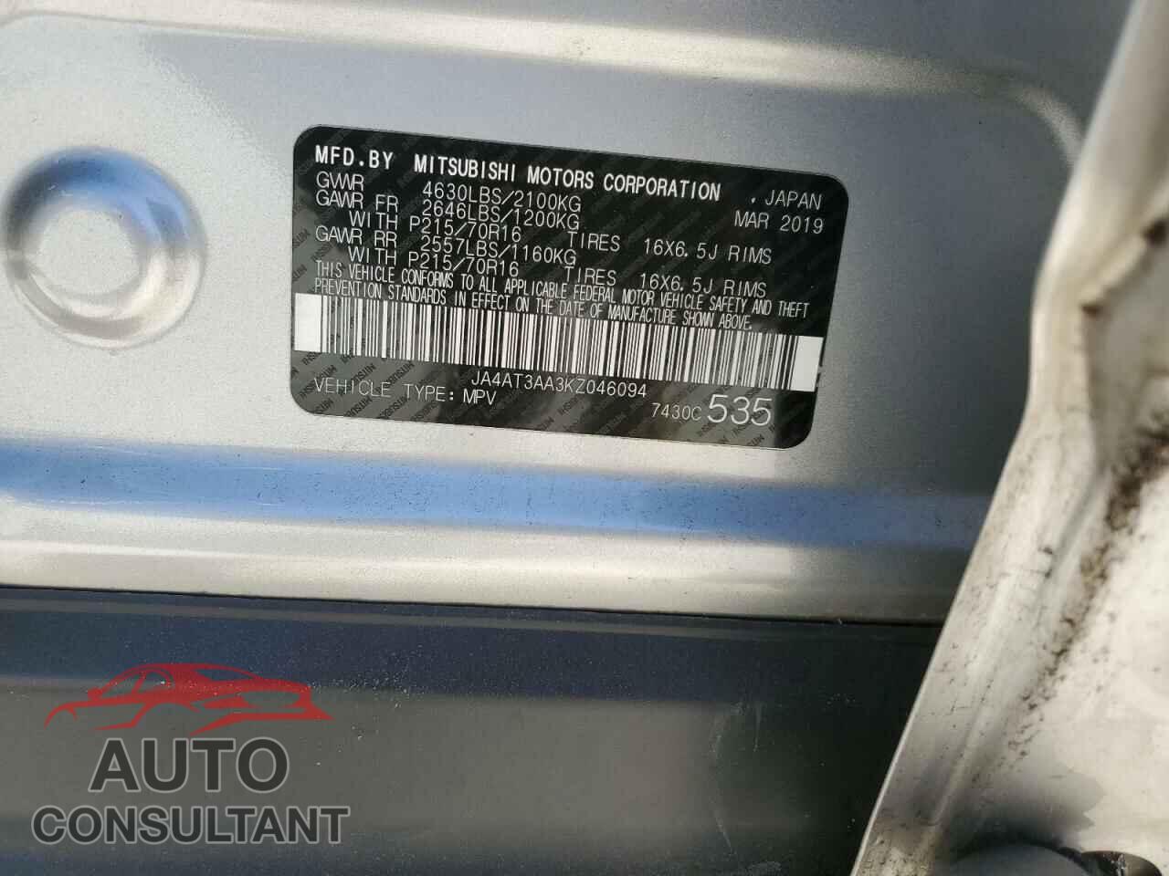 MITSUBISHI ECLIPSE 2019 - JA4AT3AA3KZ046094