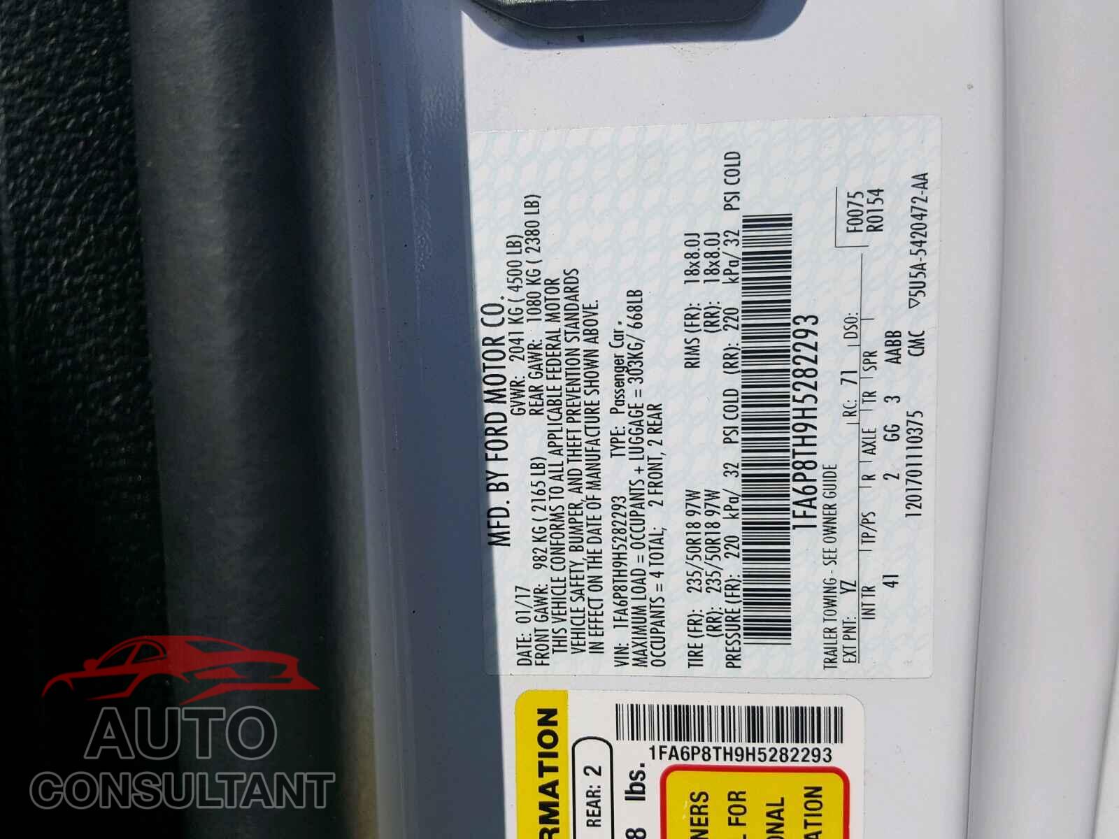 FORD MUSTANG 2017 - 1FA6P8TH9H5282293