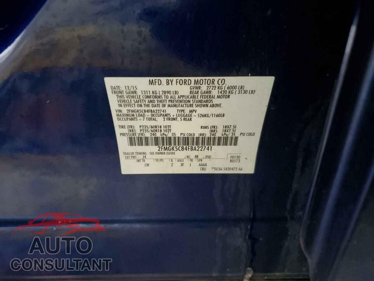 FORD FLEX 2015 - 2FMGK5C84FBA22741