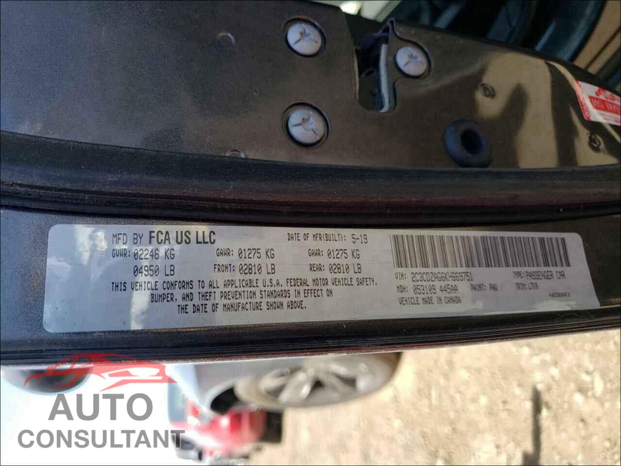 DODGE CHALLENGER 2019 - 2C3CDZAG6KH669751