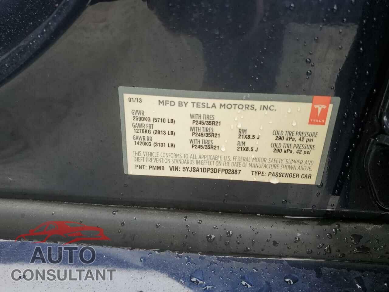 TESLA MODEL S 2013 - 5YJSA1DP3DFP02887