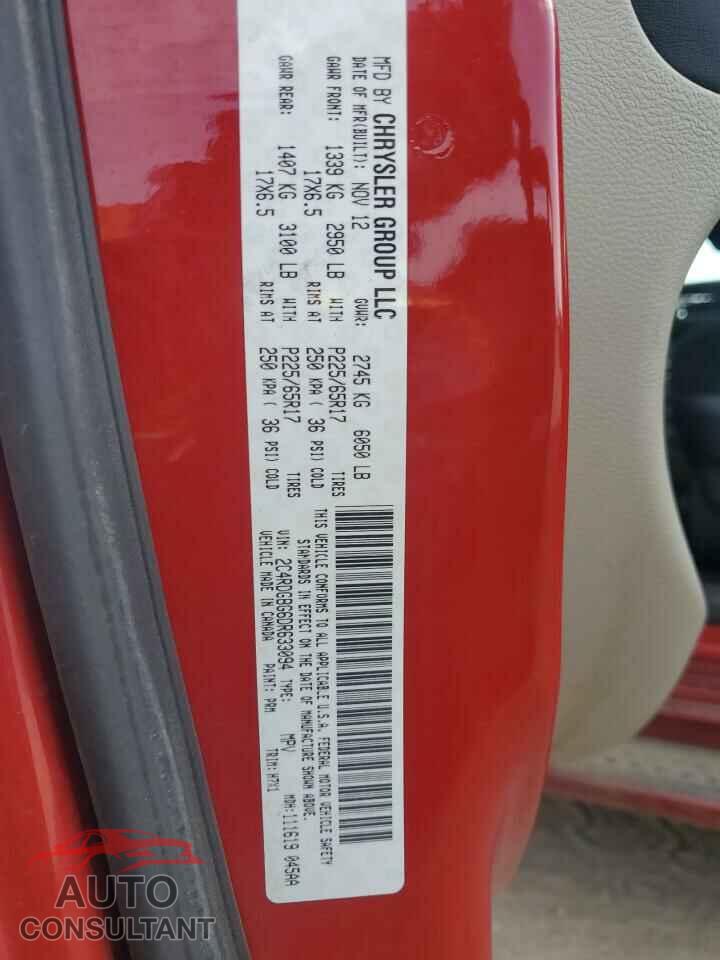 DODGE CARAVAN 2013 - 2C4RDGBG6DR633094