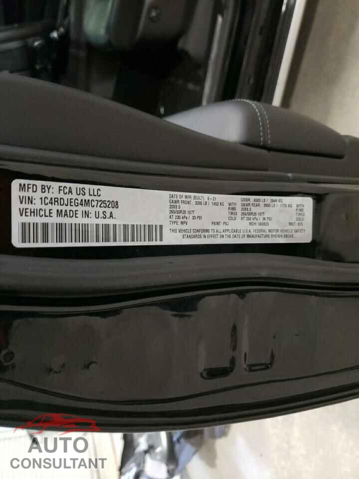 DODGE DURANGO 2021 - 1C4RDJEG4MC725208