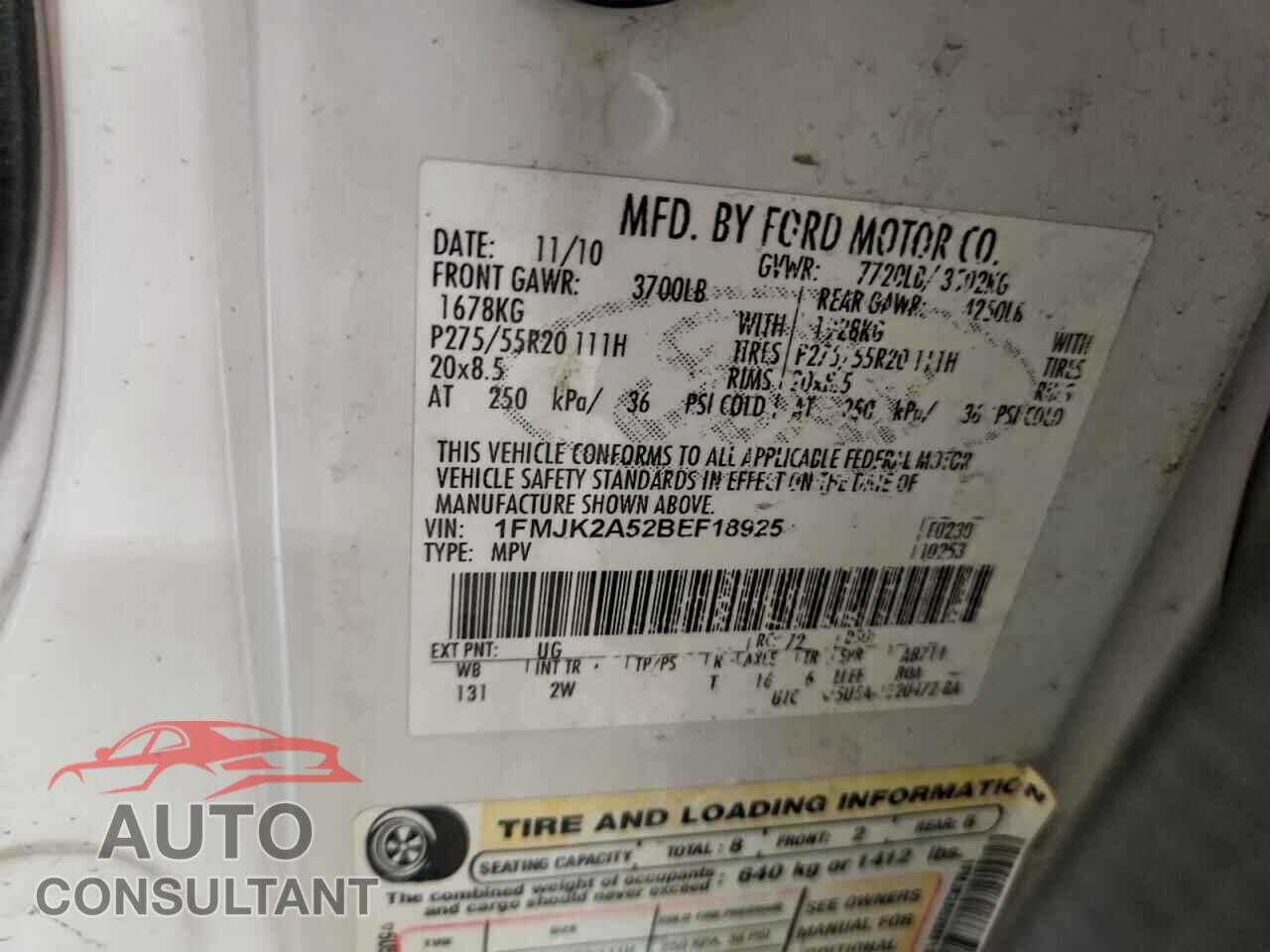 FORD EXPEDITION 2011 - 1FMJK2A52BEF18925