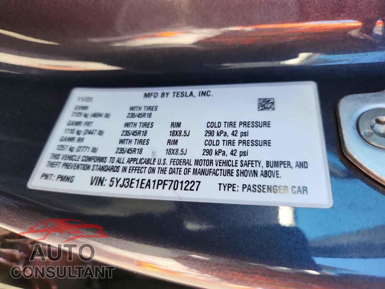 TESLA MODEL 3 2023 - 5YJ3E1EA1PF701227