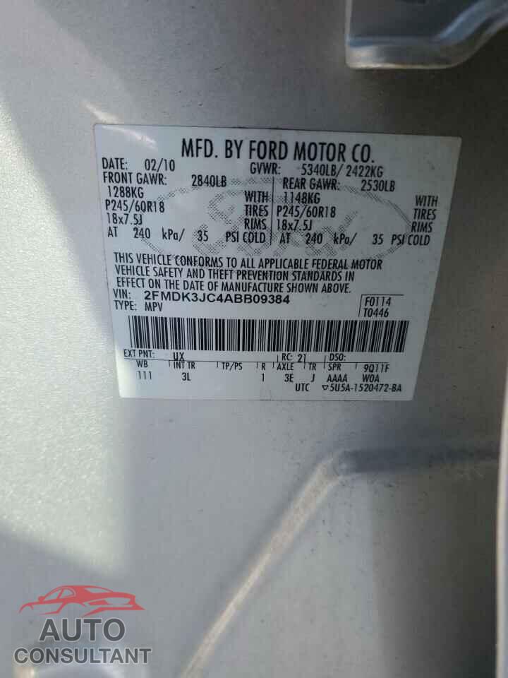 FORD EDGE 2010 - 2FMDK3JC4ABB09384