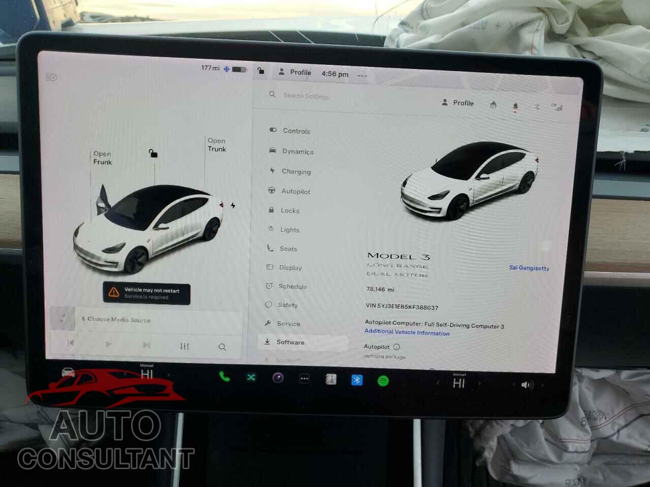 TESLA MODEL 3 2019 - 5YJ3E1EB5KF388037