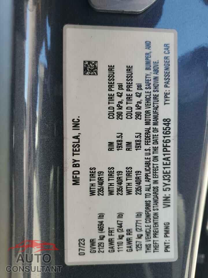 TESLA MODEL 3 2023 - 5YJ3E1EA1PF616548