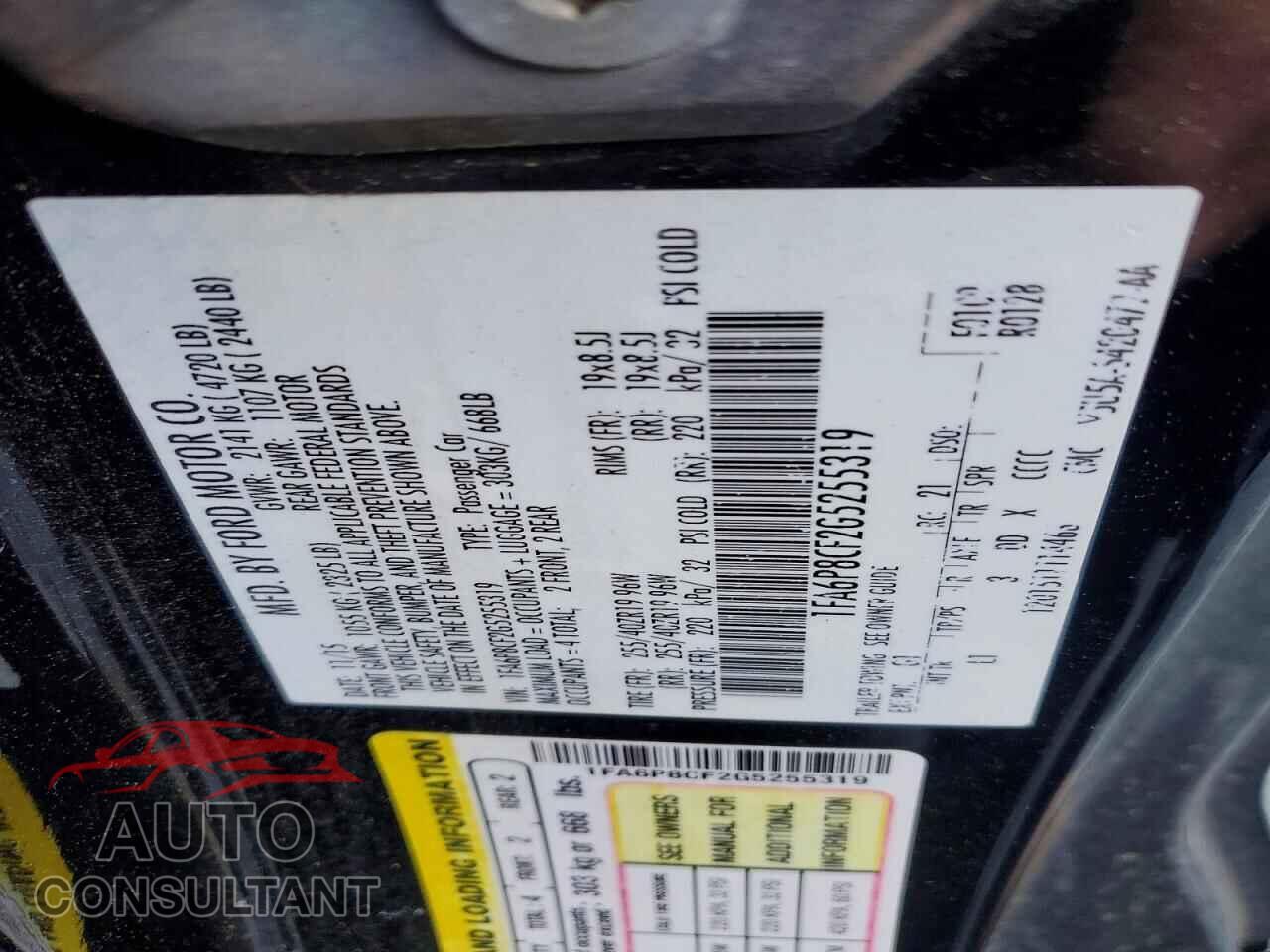 FORD MUSTANG 2016 - 1FA6P8CF2G5255319