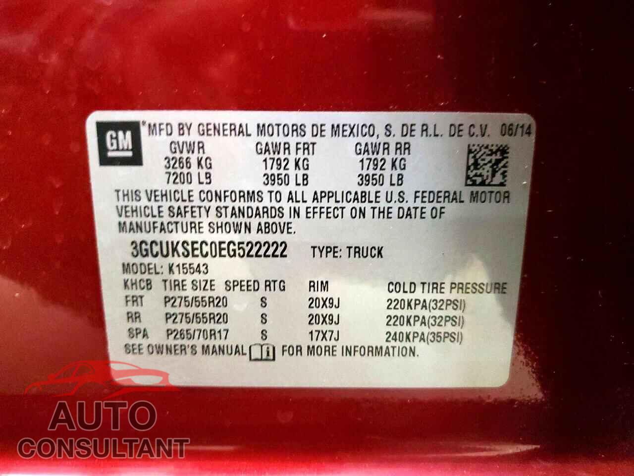 CHEVROLET SILVERADO 2014 - 3GCUKSEC0EG522222