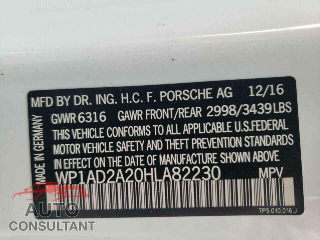PORSCHE CAYENNE 2017 - WP1AD2A20HLA82230