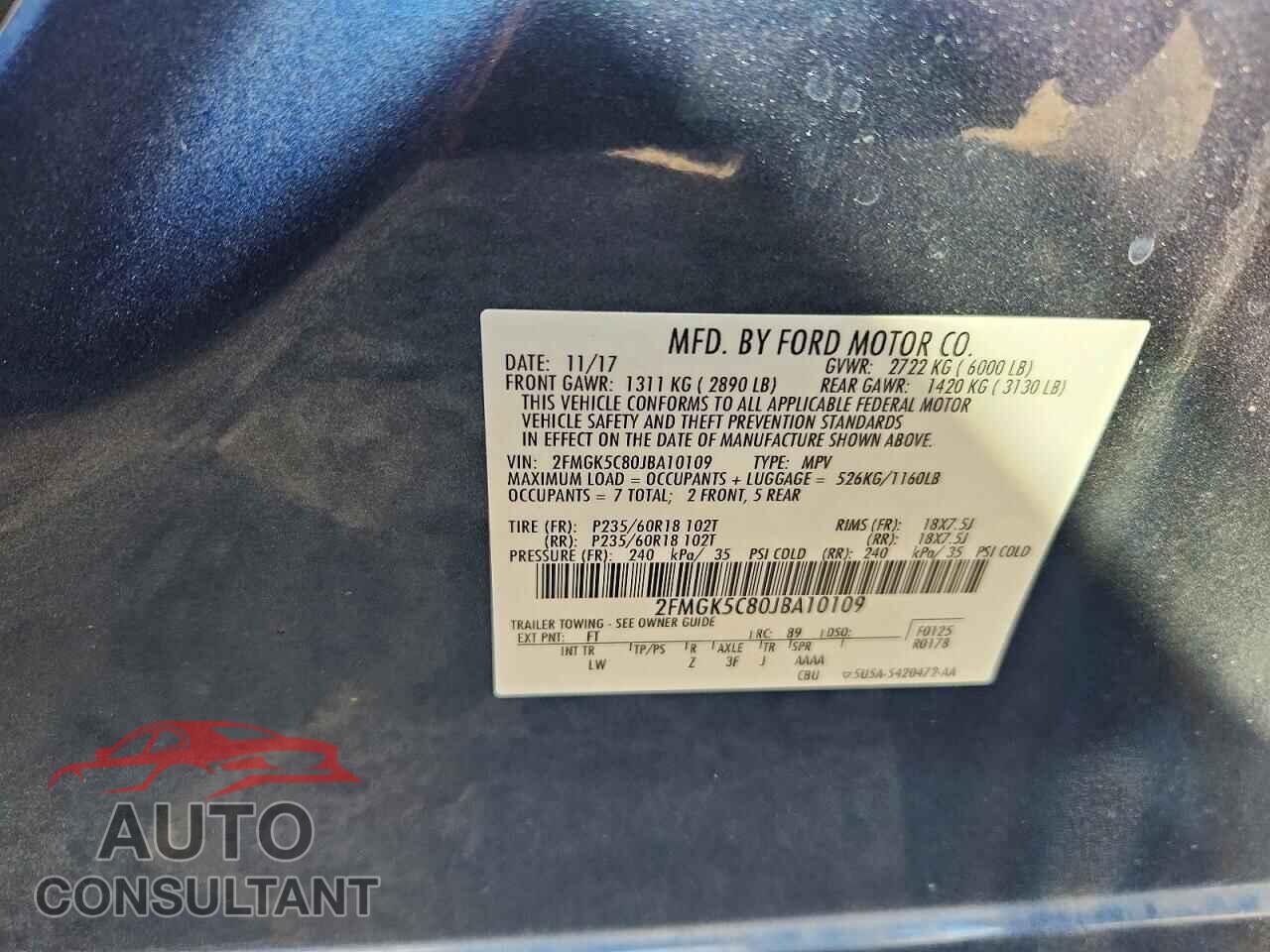 FORD FLEX 2018 - 2FMGK5C80JBA10109