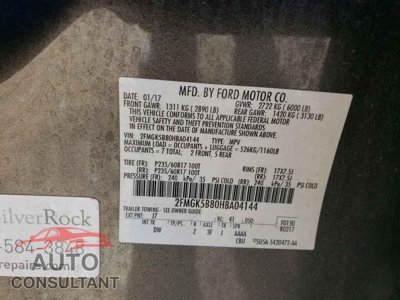 FORD FLEX 2017 - 2FMGK5B80HBA04144