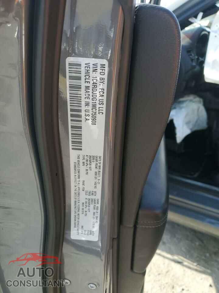 DODGE DURANGO 2021 - 1C4RDJDG1MC750908