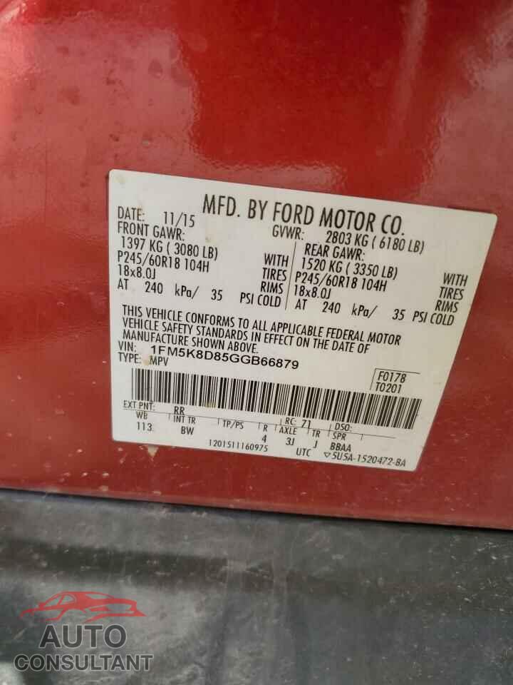 FORD EXPLORER 2016 - 1FM5K8D85GGB66879