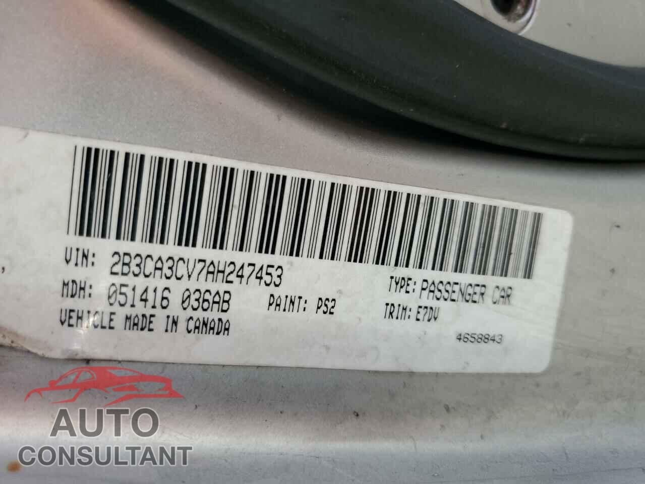 DODGE CHARGER 2010 - 2B3CA3CV7AH247453