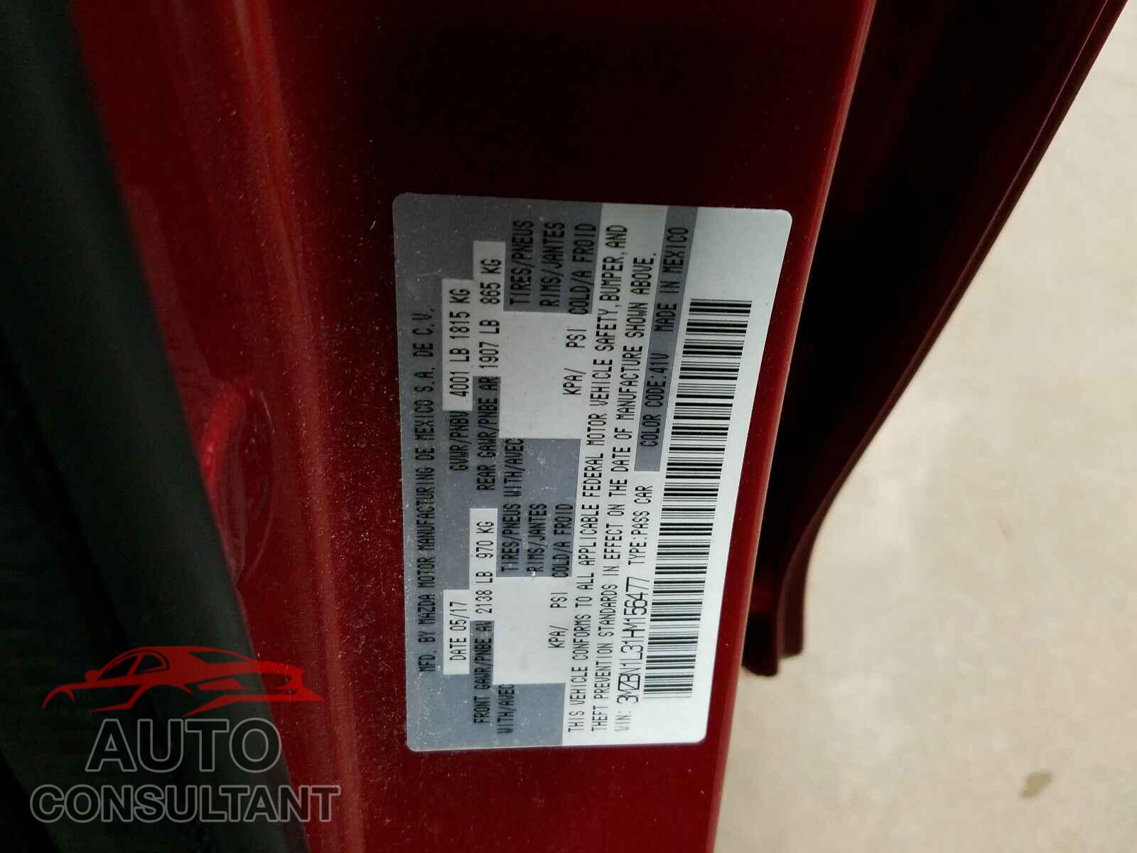 MAZDA 3 2017 - 3MZBN1L31HM156477