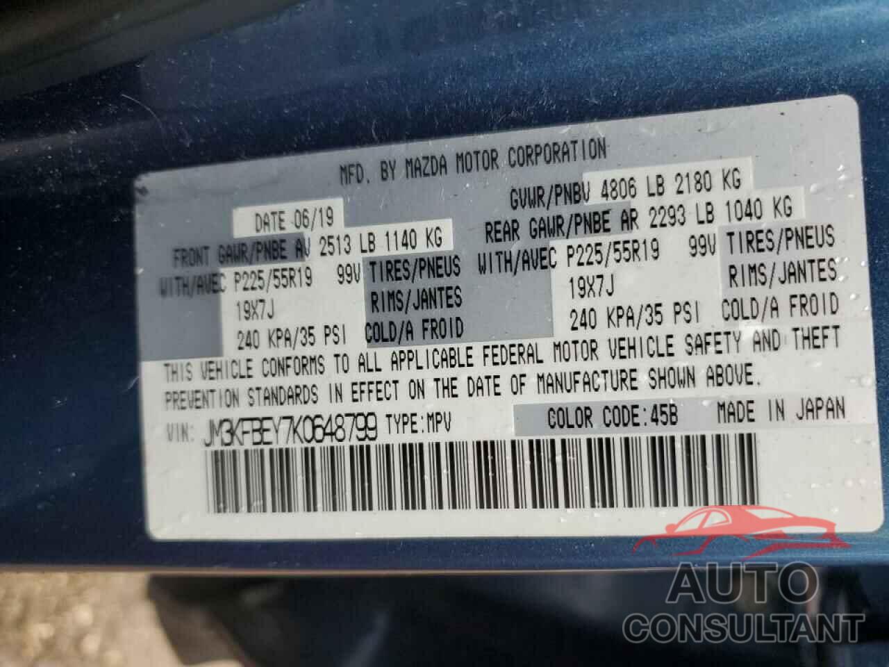 MAZDA CX-5 2019 - JM3KFBEY7K0648799