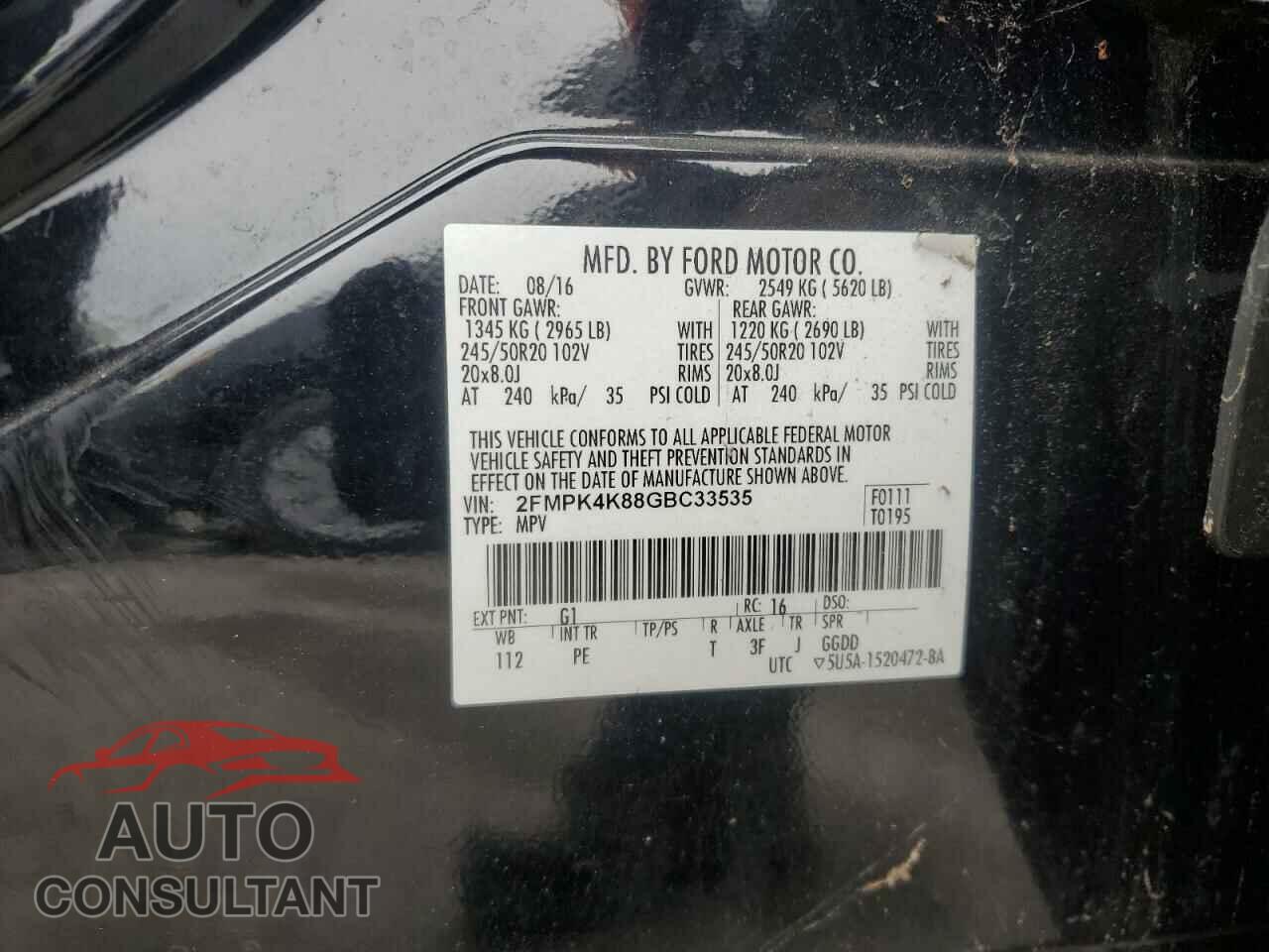 FORD EDGE 2016 - 2FMPK4K88GBC33535