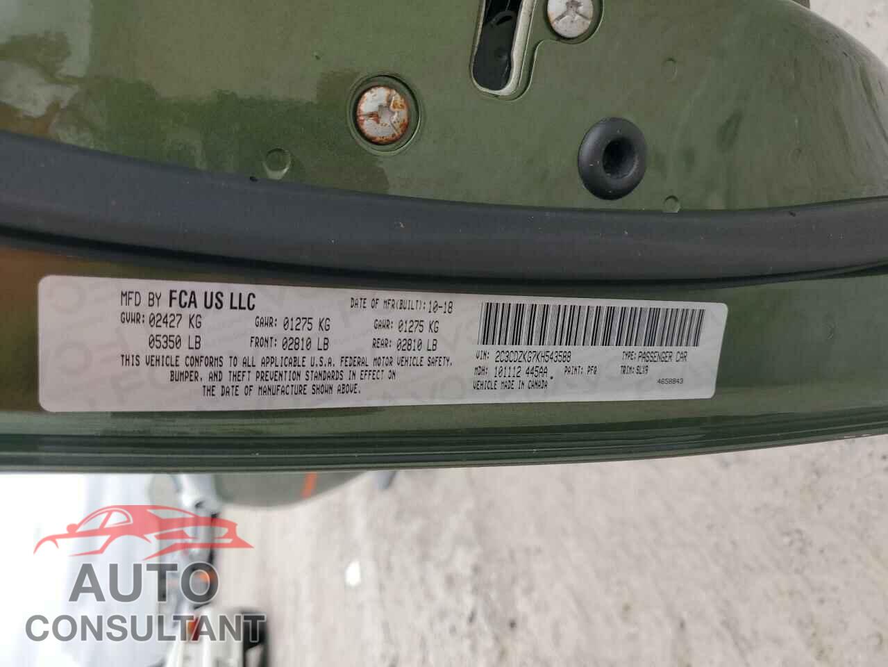 DODGE CHALLENGER 2019 - 2C3CDZKG7KH543588