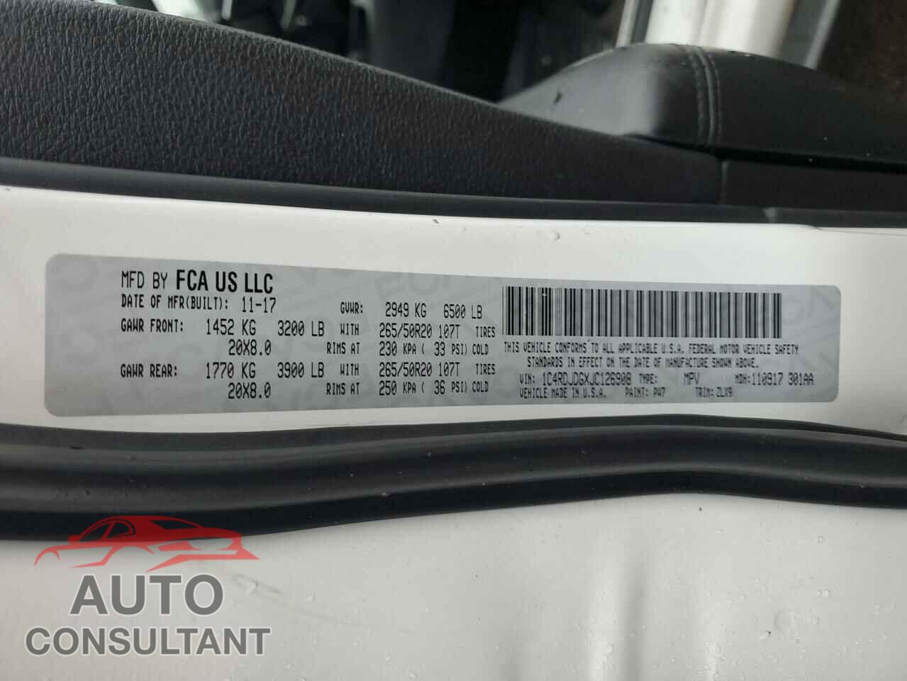 DODGE DURANGO 2018 - 1C4RDJDGXJC126908
