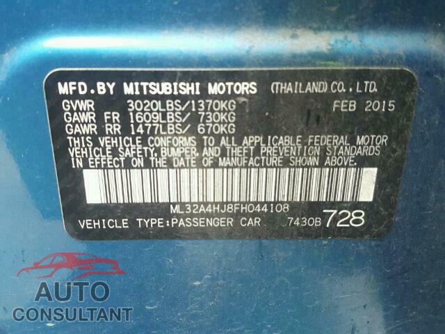 MITSUBISHI MIRAGE 2015 - ML32A4HJ8FH044108