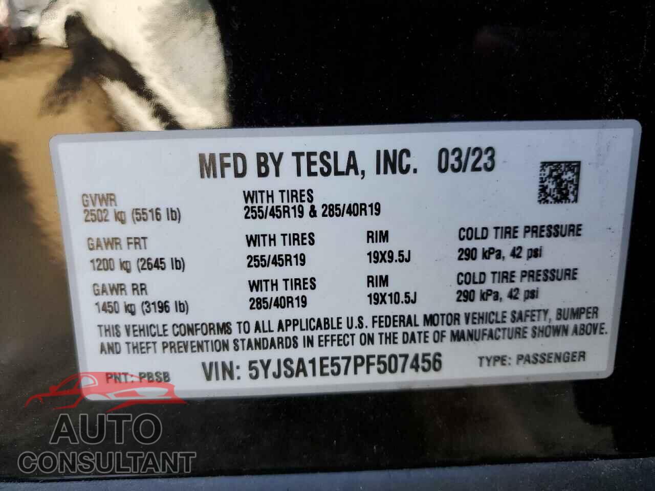 TESLA MODEL S 2023 - 5YJSA1E57PF507456
