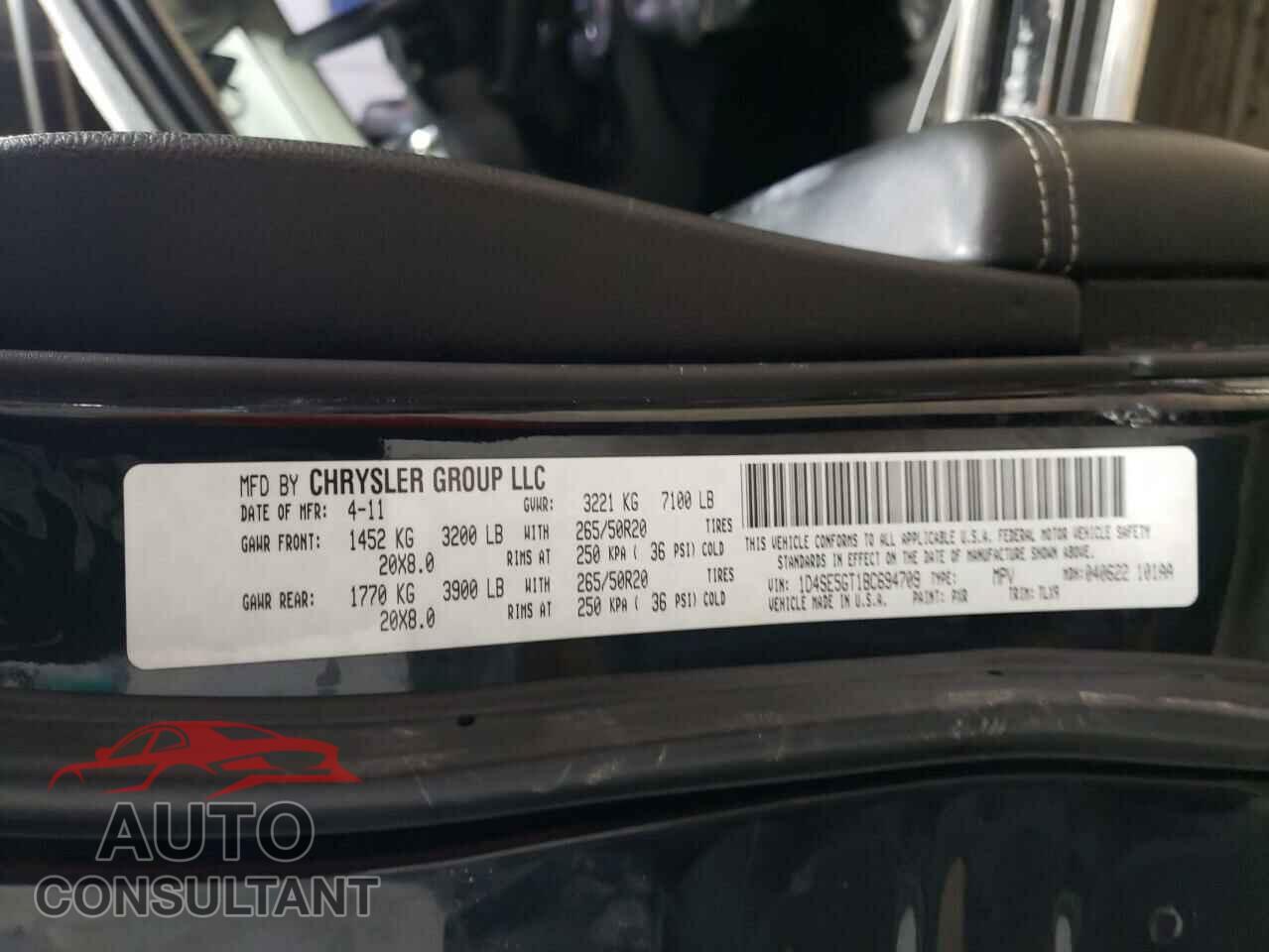 DODGE DURANGO 2011 - 1D4SE5GT1BC694709