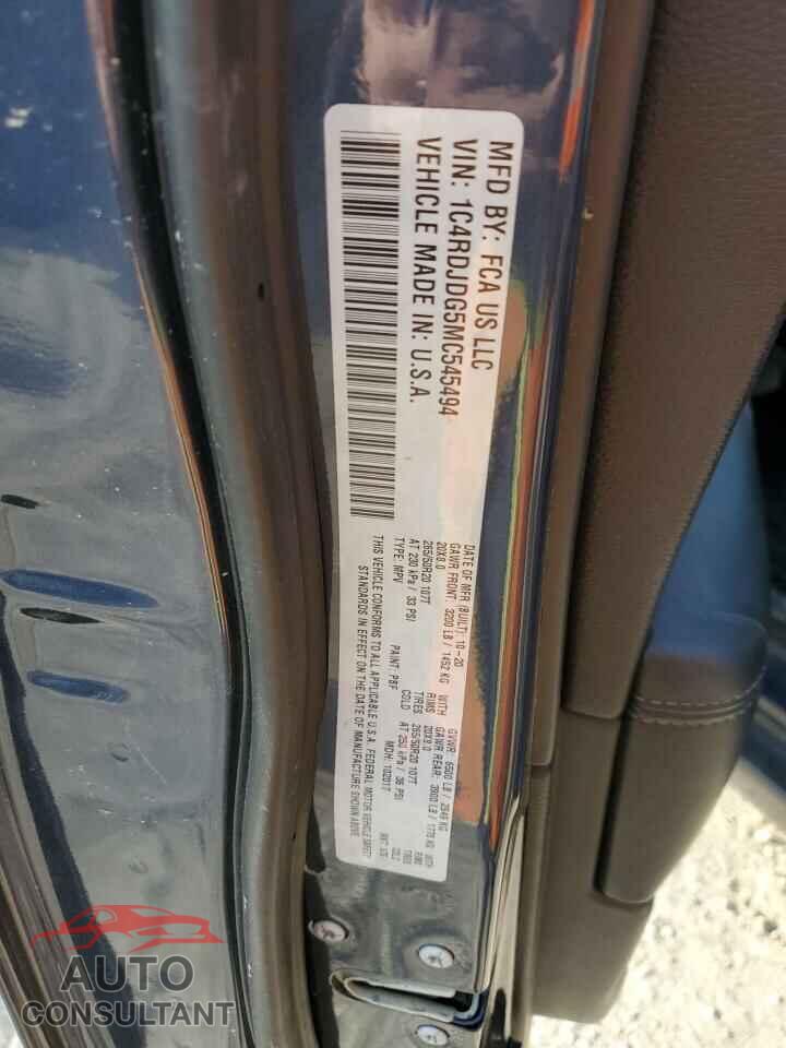 DODGE DURANGO 2021 - 1C4RDJDG5MC545494