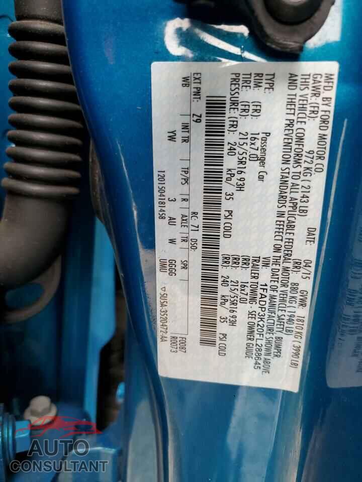 FORD FOCUS 2015 - 1FADP3K20FL288645