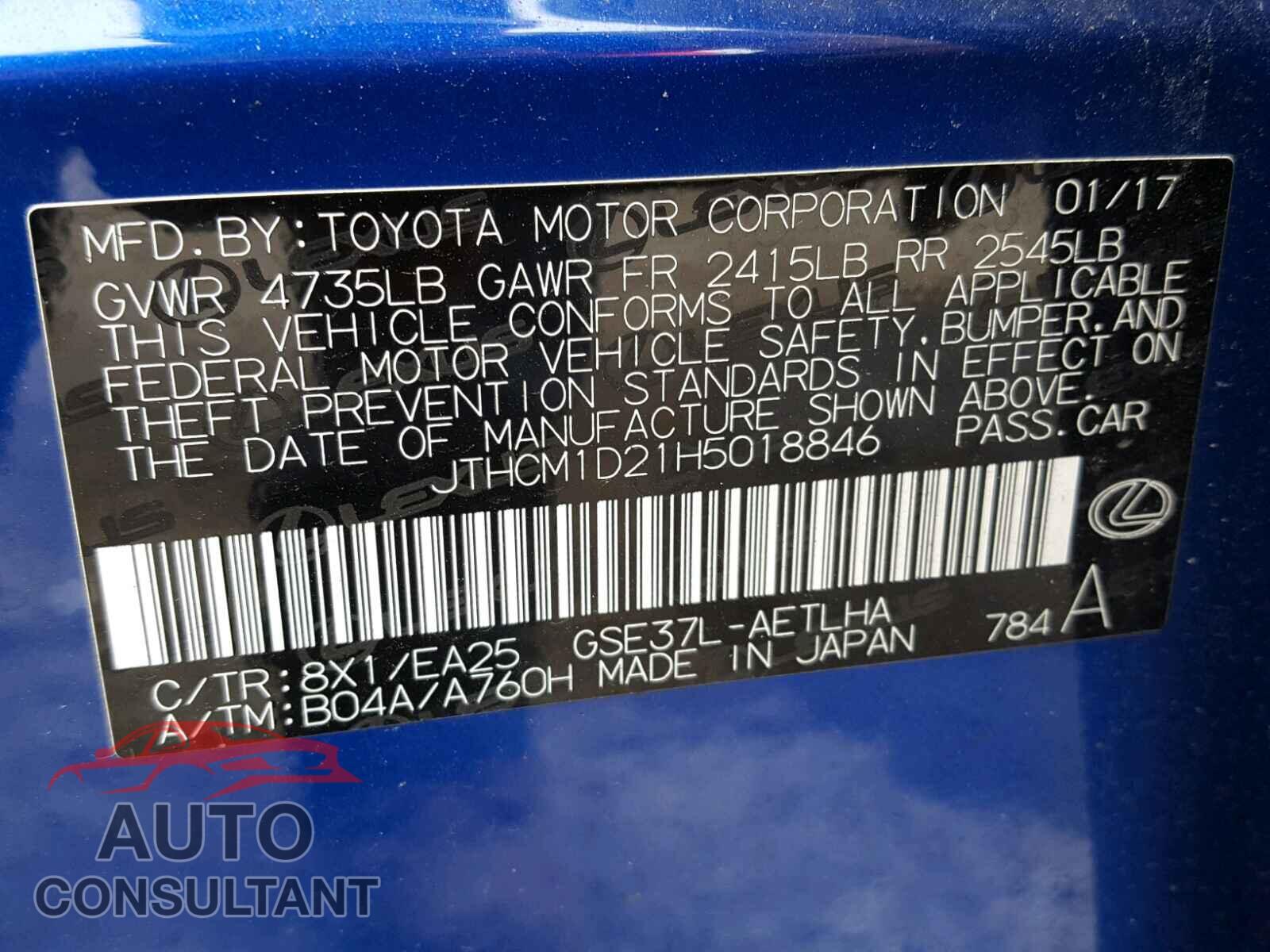 LEXUS IS 2017 - JTHCM1D21H5018846