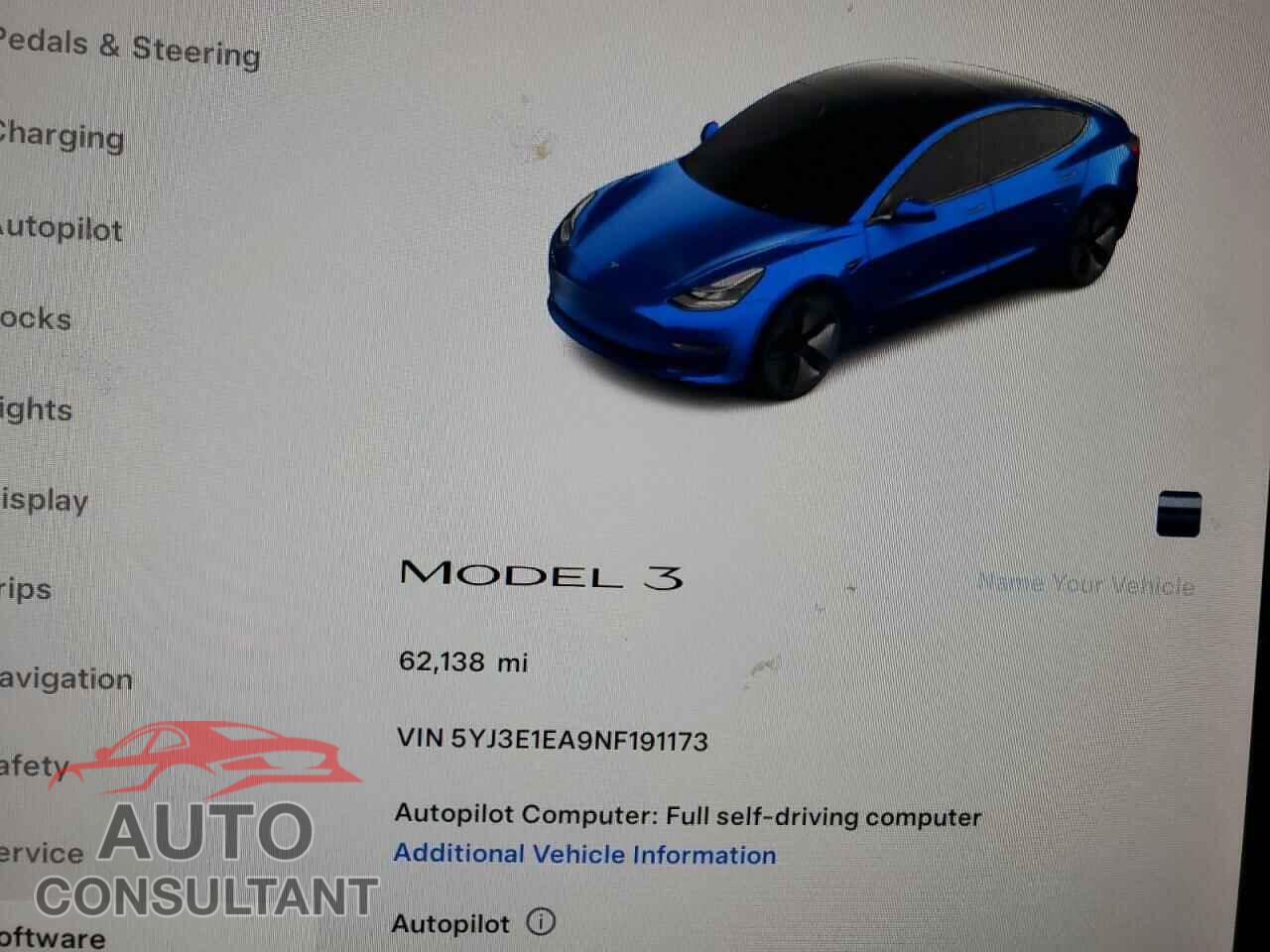 TESLA MODEL 3 2022 - 5YJ3E1EA9NF191173