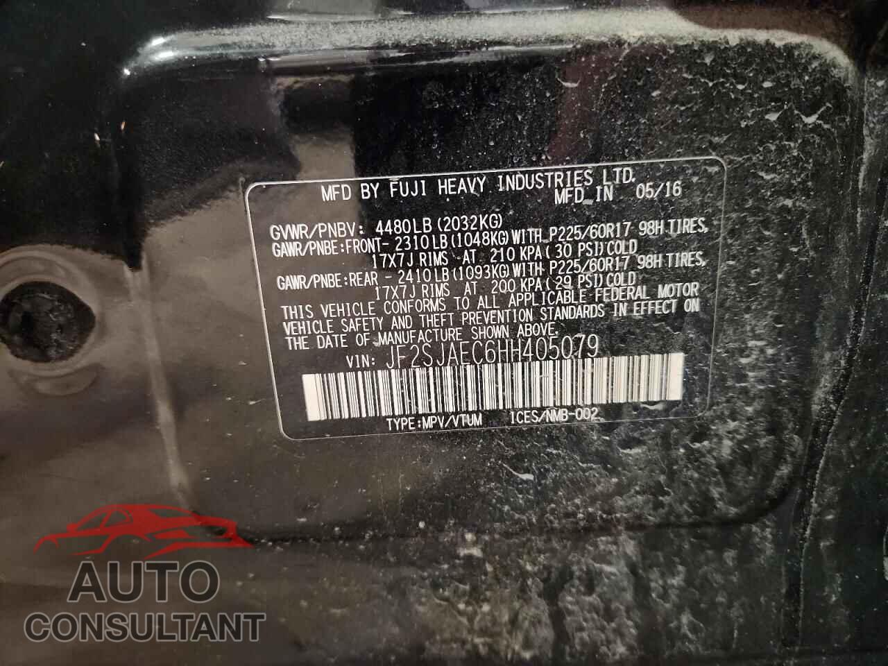 SUBARU FORESTER 2017 - JF2SJAEC6HH405079