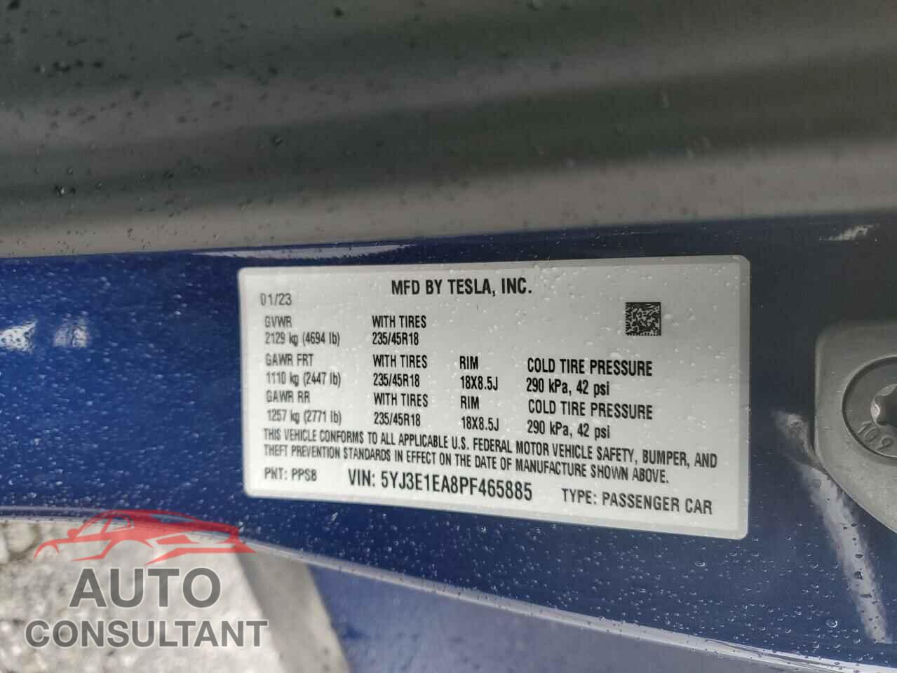 TESLA MODEL 3 2023 - 5YJ3E1EA8PF465885