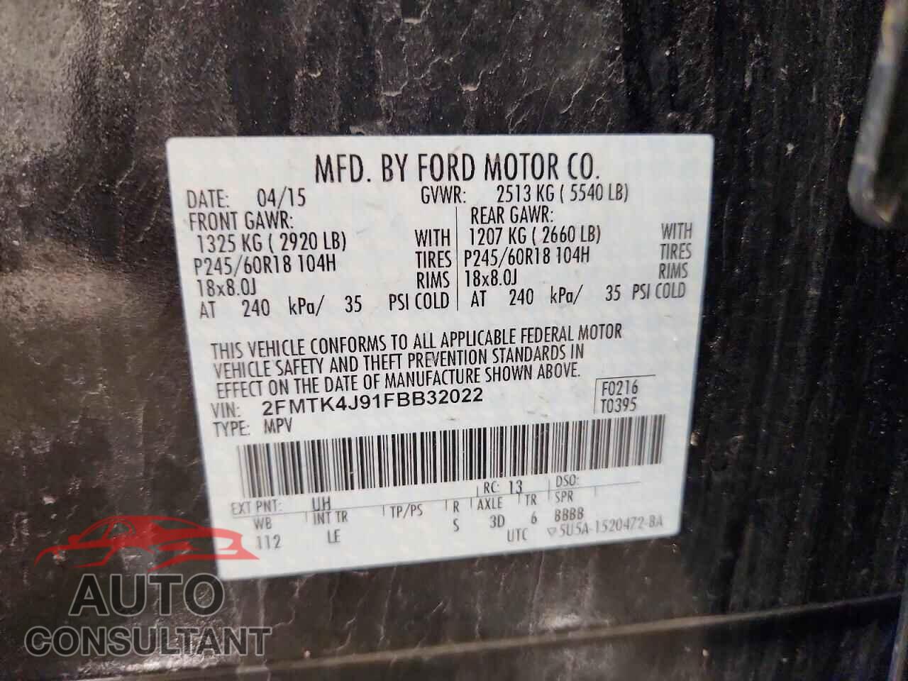FORD EDGE 2015 - 2FMTK4J91FBB32022