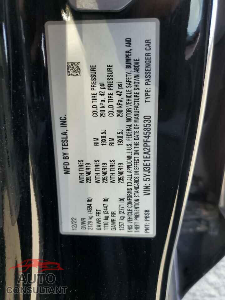 TESLA MODEL 3 2023 - 5YJ3E1EA2PF458530